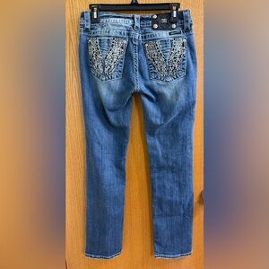Miss Me Jeans Womens 29 Straight Leg Style JE5388TR Low Rise Wings Vintage